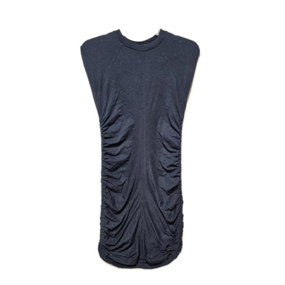 Athleta Navy Blue Sleeveless Dress Scrunch Sides XS midi stretch